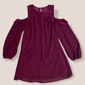 Bailey Blue Burgundy Cold Shoulder Dress